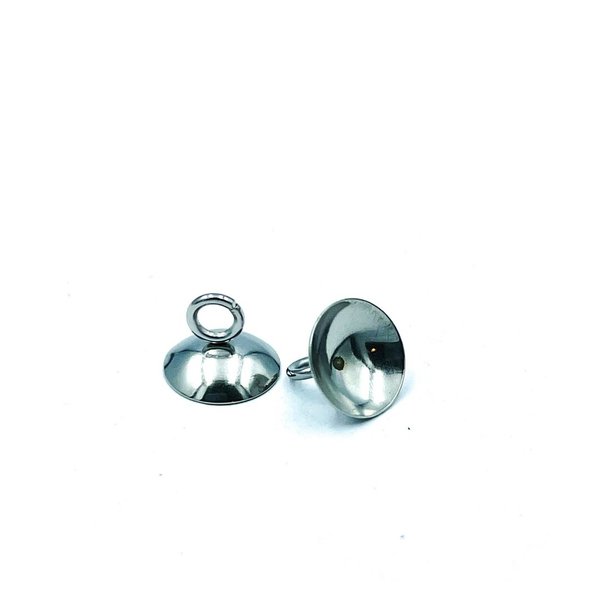 Edelstahl-Perlkappe mit Öse, Ø 8 und 10mm, 10 Stück