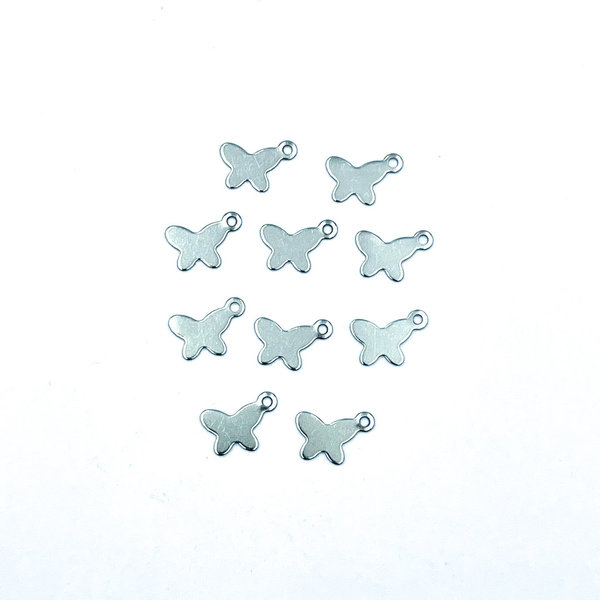 Edelstahl - Mini - Anhänger / Charms, Schmetterlinge, 10 Stück